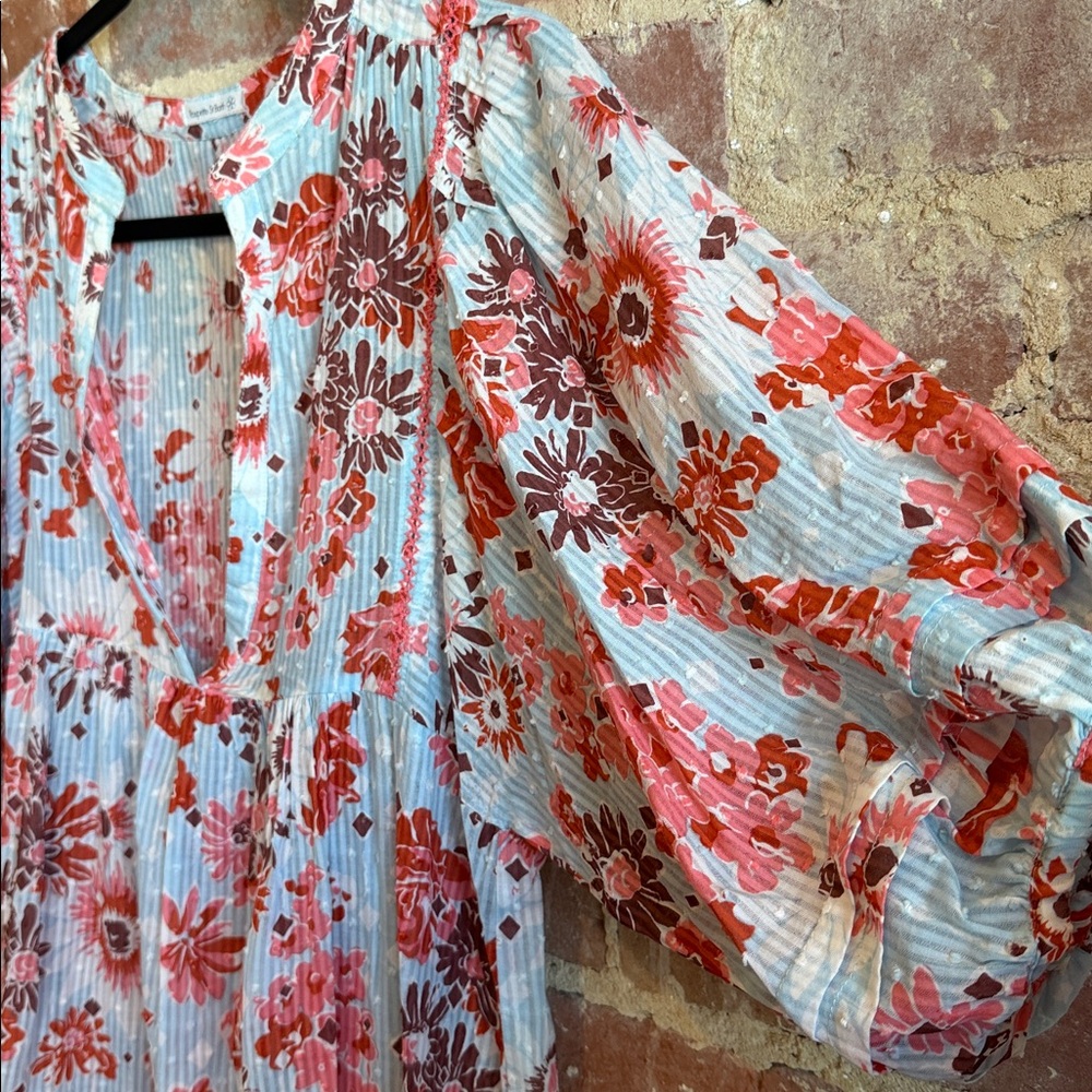 Poupette St. Barth Red and White Floral Mini Dress - Picture 3 of 5